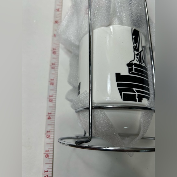 CLARO - Porcelain 12oz Stackable Statue of Liberty Mug Set w/ Chrome Rack - BNIB - Picture 11 of 12